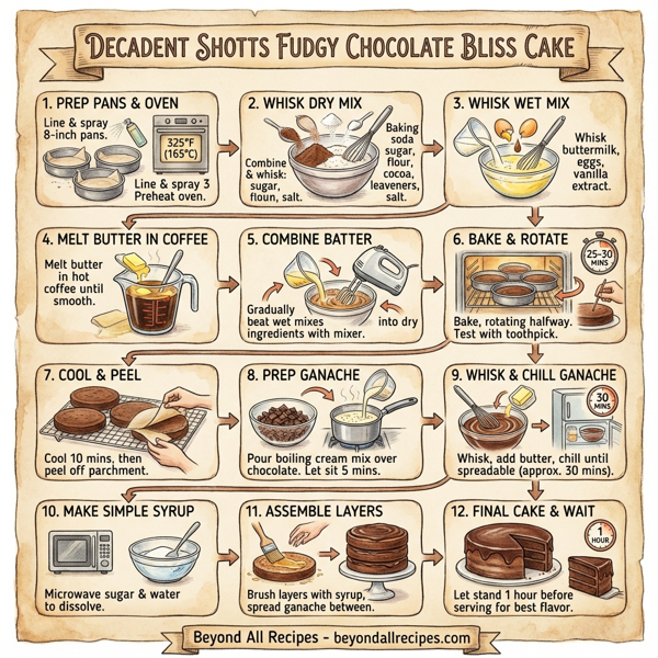 Decadent Shotts Fudgy Chocolate Bliss Cake instructions