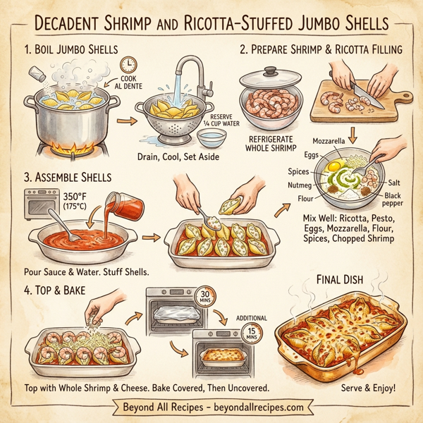 Decadent Shrimp and Ricotta-Stuffed Jumbo Shells instructions