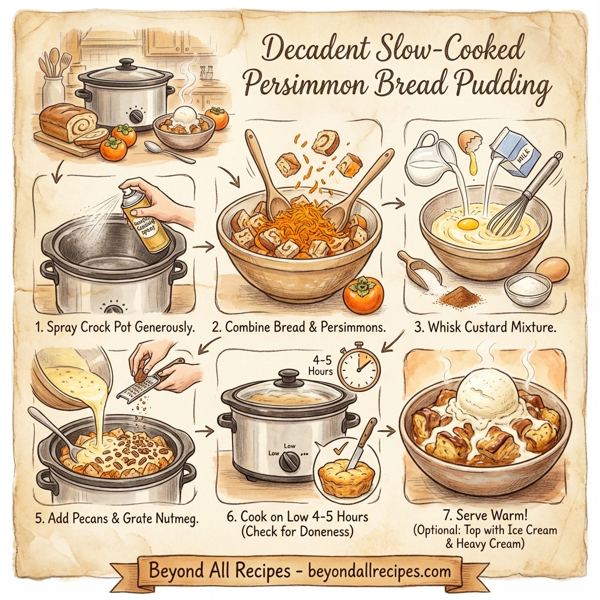 Decadent Slow-Cooked Persimmon Bread Pudding instructions