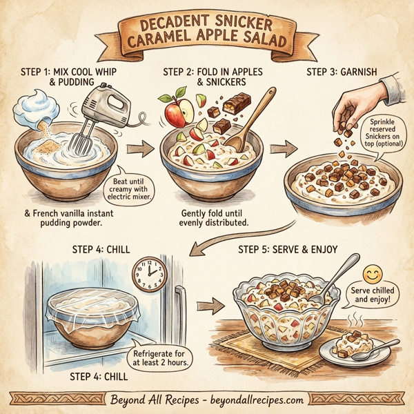 Decadent Snicker Caramel Apple Salad instructions