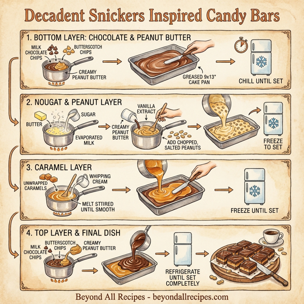 Decadent Snickers Inspired Candy Bars instructions