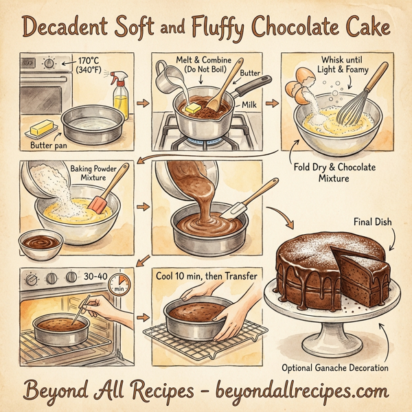 Decadent Soft and Fluffy Chocolate Cake instructions