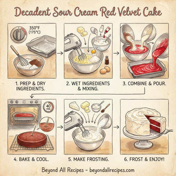 Decadent Sour Cream Red Velvet Cake instructions