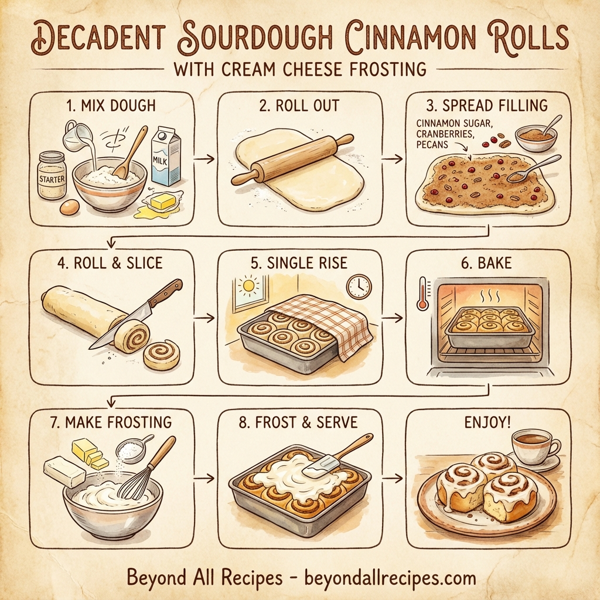 Decadent Sourdough Cinnamon Rolls with Cream Cheese Frosting instructions