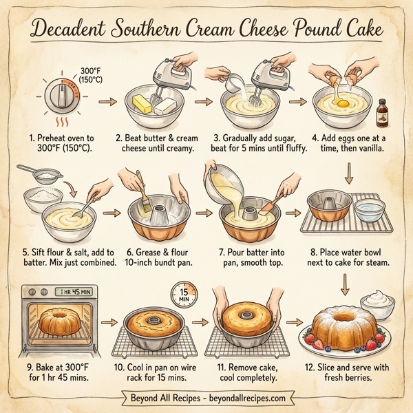 Decadent Southern Cream Cheese Pound Cake instructions