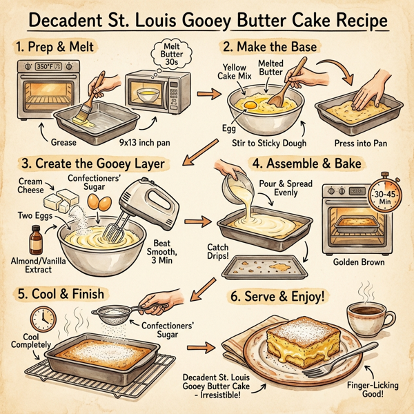 Decadent St. Louis Gooey Butter Cake instructions