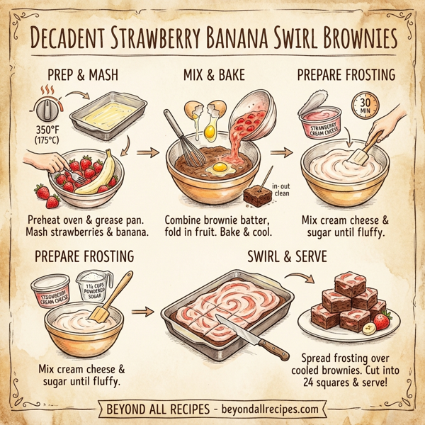 Decadent Strawberry Banana Swirl Brownies instructions