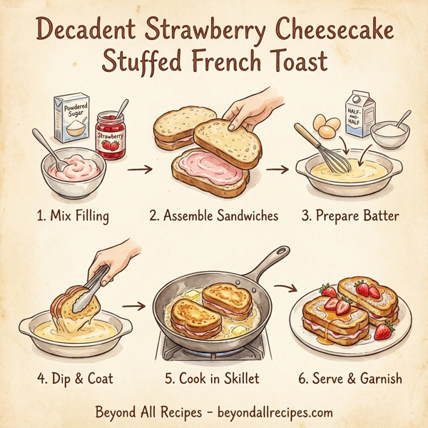 Decadent Strawberry Cheesecake Stuffed French Toast instructions