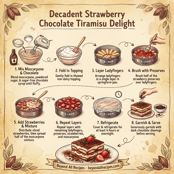 Decadent Strawberry Chocolate Tiramisu Delight instructions