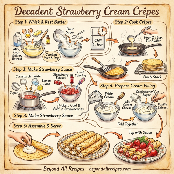 Decadent Strawberry Cream Crepes instructions