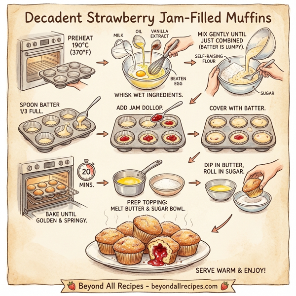 Decadent Strawberry Jam-Filled Muffins instructions