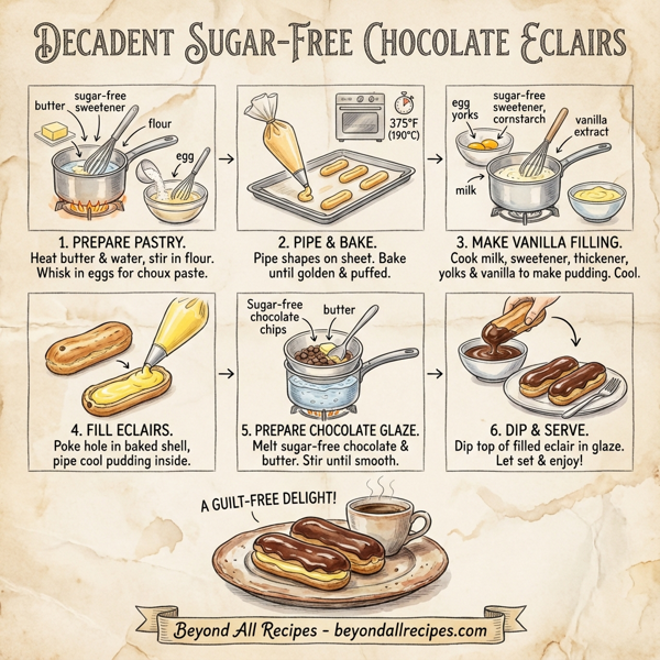 Decadent Sugar-Free Chocolate Eclairs instructions