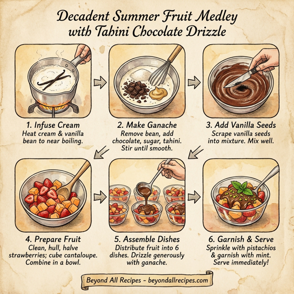 Decadent Summer Fruit Medley with Tahini Chocolate Drizzle instructions