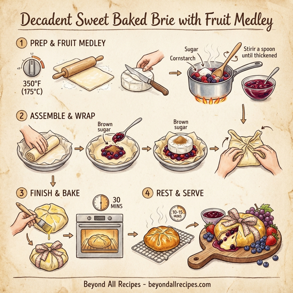 Decadent Sweet Baked Brie with Fruit Medley instructions