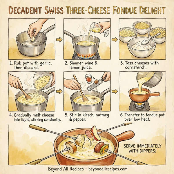 Decadent Swiss Three-Cheese Fondue Delight instructions