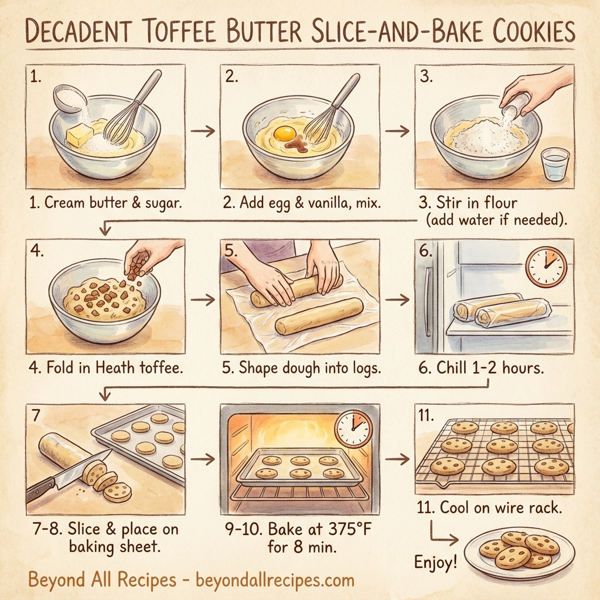 Decadent Toffee Butter Slice-and-Bake Cookies instructions
