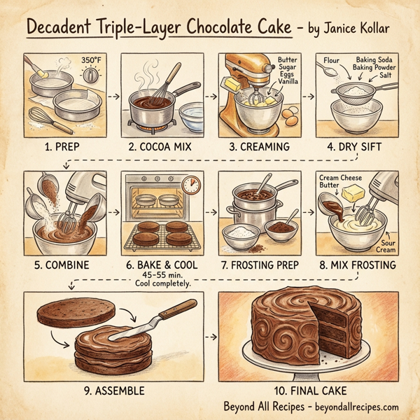 Decadent Triple-Layer Chocolate Cake instructions