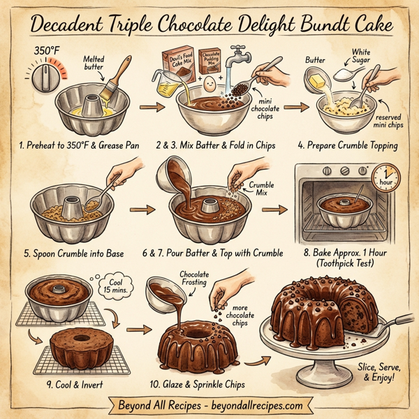 Decadent Triple Chocolate Delight Bundt Cake instructions