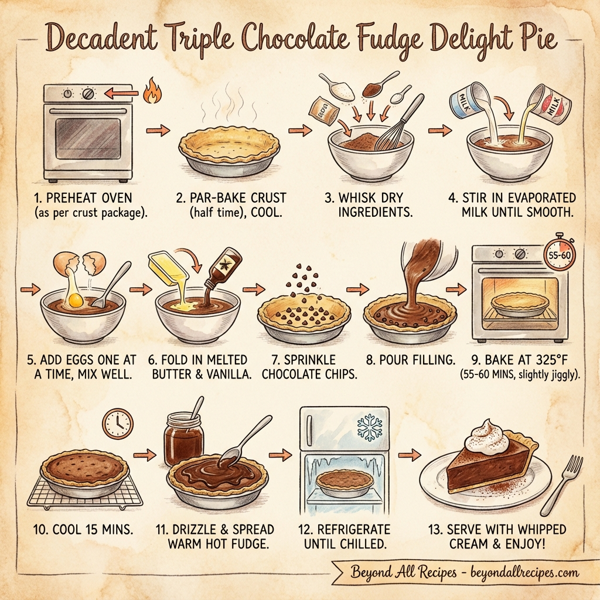 Decadent Triple Chocolate Fudge Delight Pie instructions