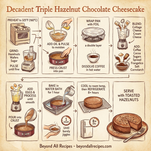 Decadent Triple Hazelnut Chocolate Cheesecake instructions