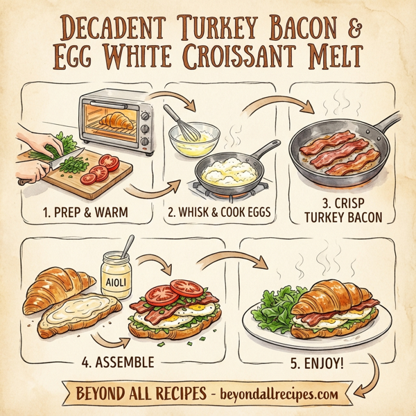 Decadent Turkey Bacon & Egg White Croissant Melt instructions