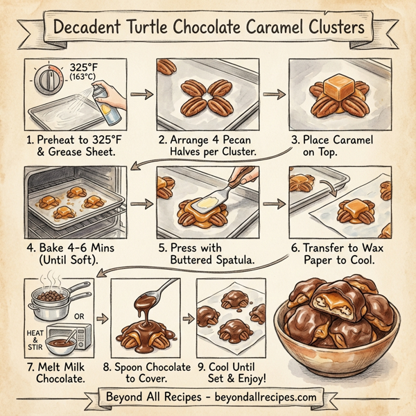 Decadent Turtle Chocolate Caramel Clusters instructions