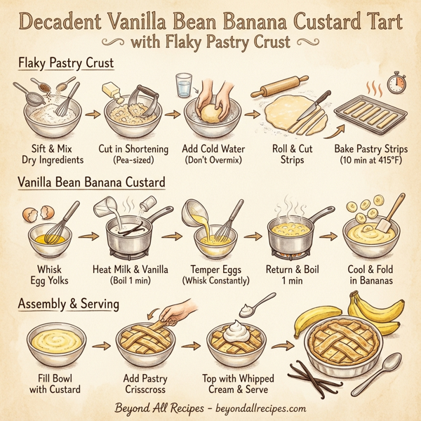 Decadent Vanilla Bean Banana Custard Tart with Flaky Pastry Crust instructions