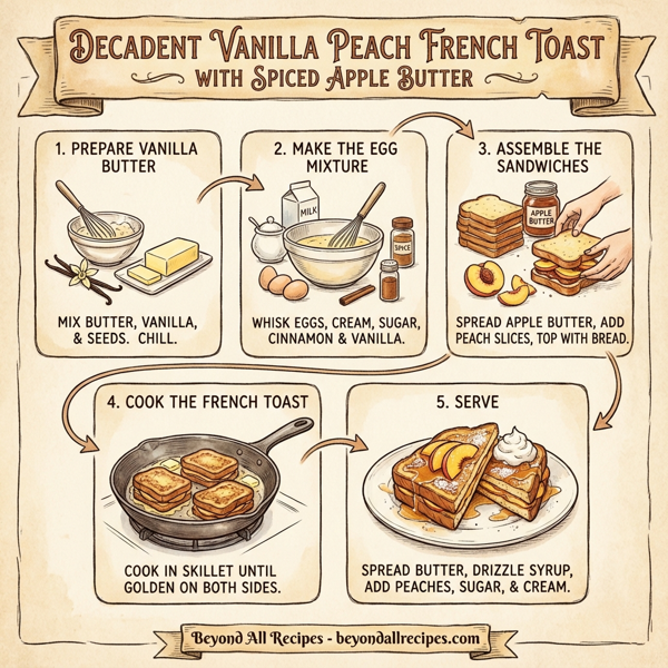 Decadent Vanilla Peach French Toast with Spiced Apple Butter instructions