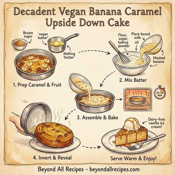 Decadent Vegan Banana Caramel Upside Down Cake instructions