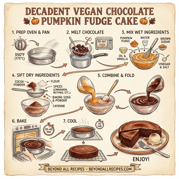 Decadent Vegan Chocolate Pumpkin Fudge Cake instructions