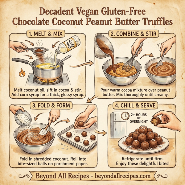 Decadent Vegan Gluten-Free Chocolate Coconut Peanut Butter Truffles instructions