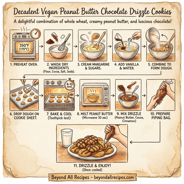 Decadent Vegan Peanut Butter Chocolate Drizzle Cookies instructions