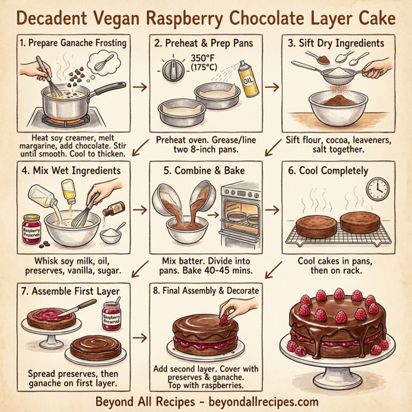 Decadent Vegan Raspberry Chocolate Layer Cake instructions