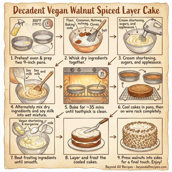 Decadent Vegan Walnut Spiced Layer Cake instructions