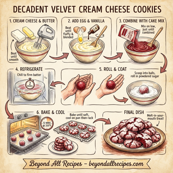 Decadent Velvet Cream Cheese Cookies instructions