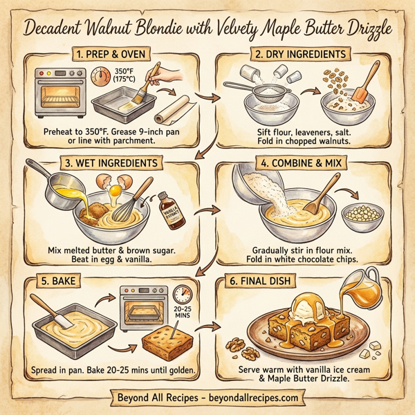 Decadent Walnut Blondie with Velvety Maple Butter Drizzle instructions