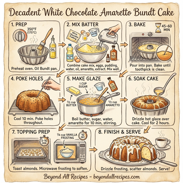 Decadent White Chocolate Amaretto Bundt Cake instructions