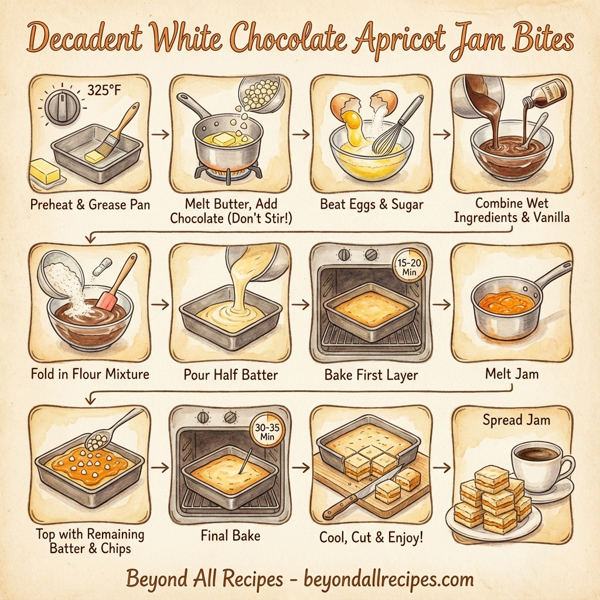 Decadent White Chocolate Apricot Jam Bites instructions