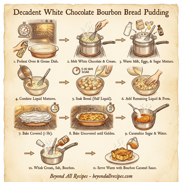 Decadent White Chocolate Bourbon Bread Pudding instructions