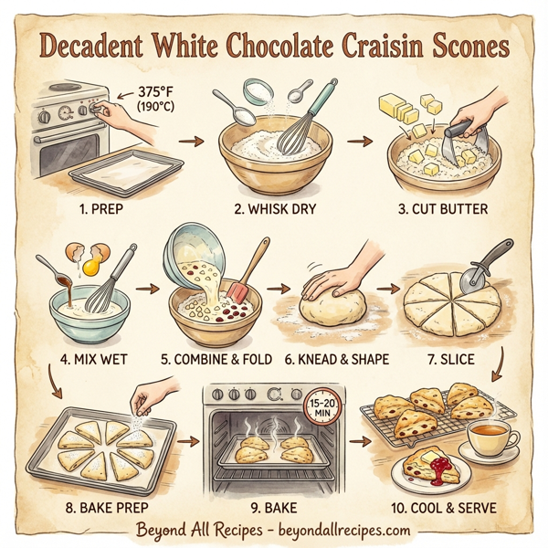 Decadent White Chocolate Craisin Scones instructions