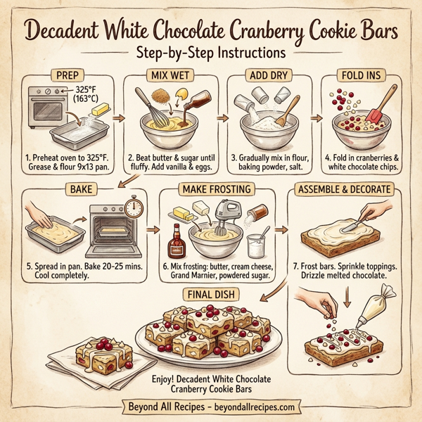 Decadent White Chocolate Cranberry Cookie Bars instructions