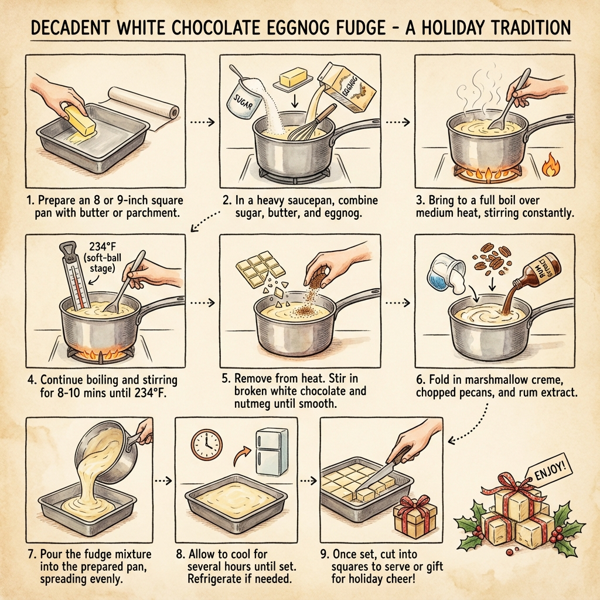 Decadent White Chocolate Eggnog Fudge instructions