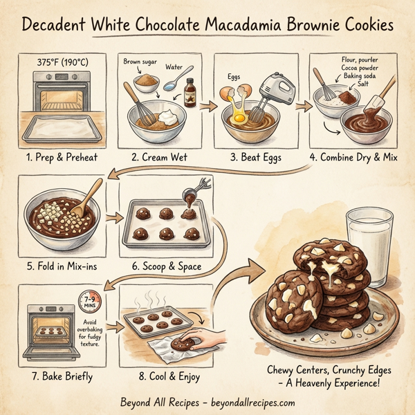 Decadent White Chocolate Macadamia Brownie Cookies instructions