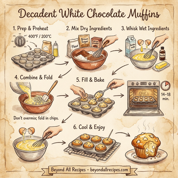 Decadent White Chocolate Muffins instructions