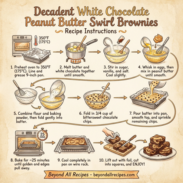 Decadent White Chocolate Peanut Butter Swirl Brownies instructions