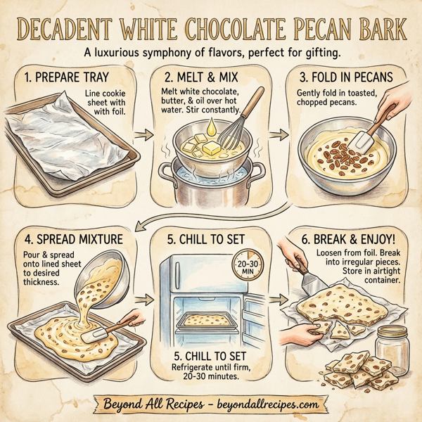 Decadent White Chocolate Pecan Bark instructions