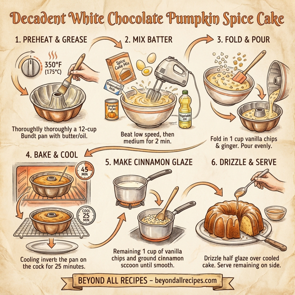 Decadent White Chocolate Pumpkin Spice Cake instructions