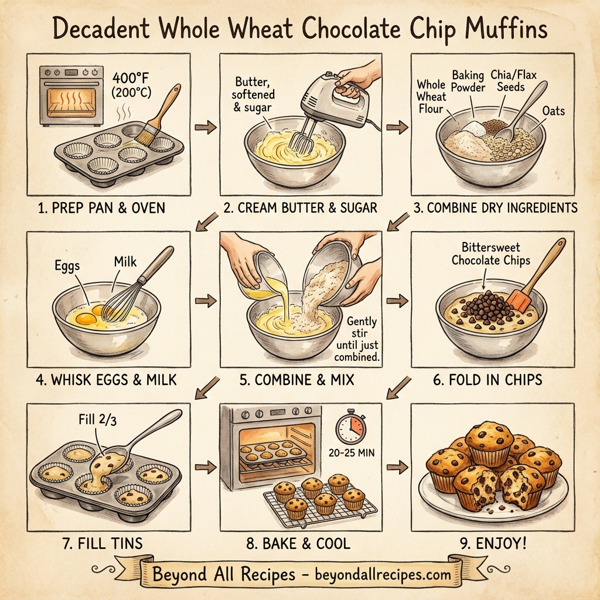 Decadent Whole Wheat Chocolate Chip Muffins instructions