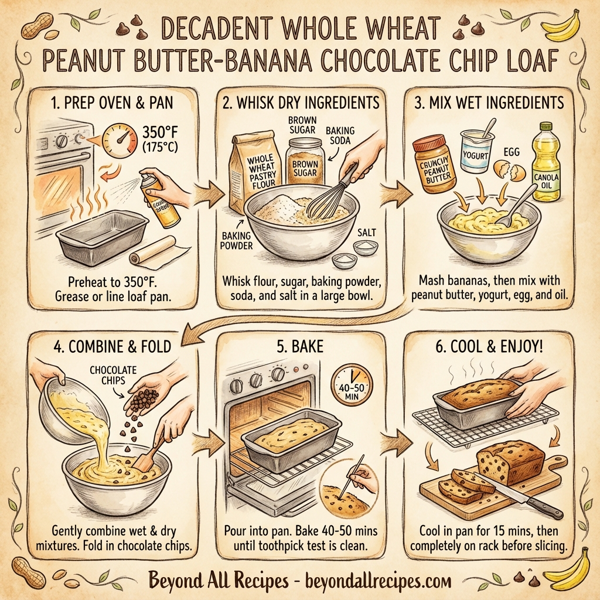 Decadent Whole Wheat Peanut Butter-Banana Chocolate Chip Loaf instructions
