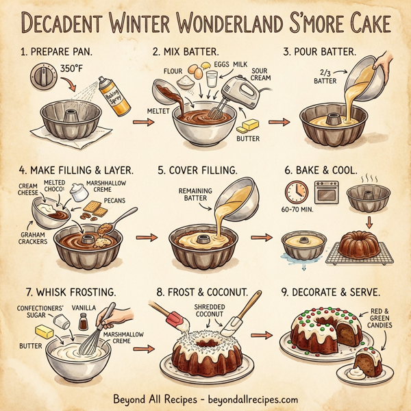 Decadent Winter Wonderland S'more Cake instructions